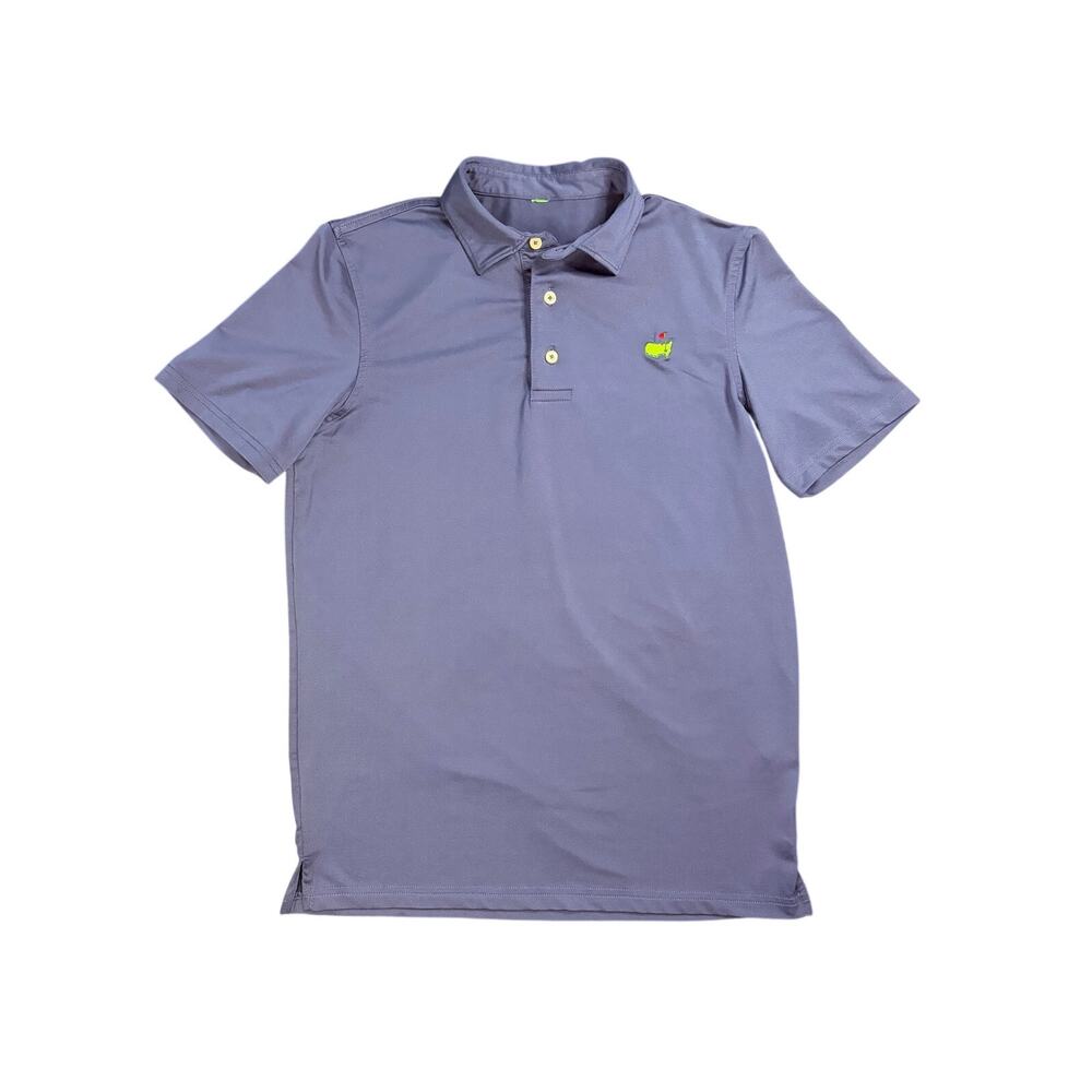 Official Masters Tech Youth Medium 10-12 Boys Blue Performance Golf Shirt